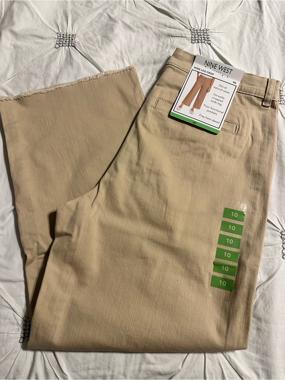 Nine West Tan Wide-Leg Crop Chinos